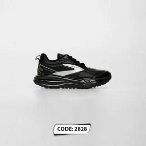 کتونی مشکی خط سیلور بندی زیر مشکی ژله ای کد(2828)BROOKS