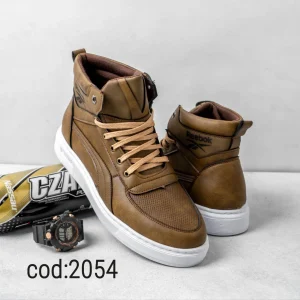 کتونی ساق دار بنددار قهوه ای -زیتونی زیره سفید Reebok (کد2054 )