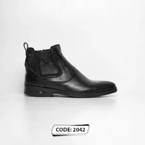 نیم بوت بدون بند تمام مشکی مارک فلزی ( کد 2042 )
